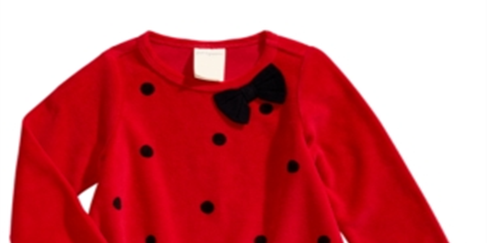 Primeiras Impressões Infantil Meninas Dot-Print Velour Top Vermelho Tamanho 4T REG