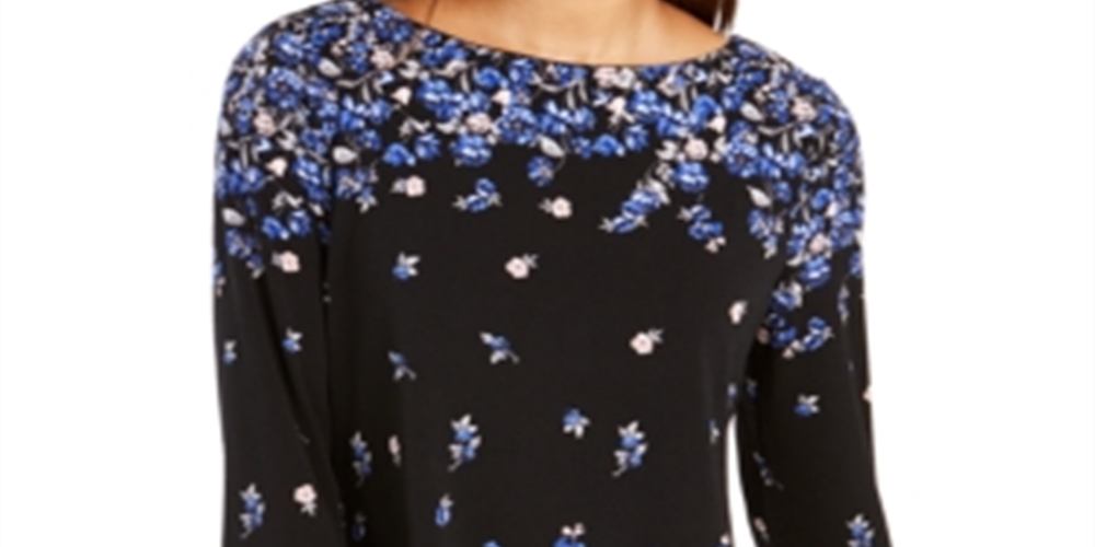 Charter Club Blusa feminina com babados e punhos, azul, tamanho combinado, pequeno, P/M