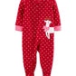 Pijama Carter's Baby Girl de lã com pés e rena, vermelho, tamanho 12 meses