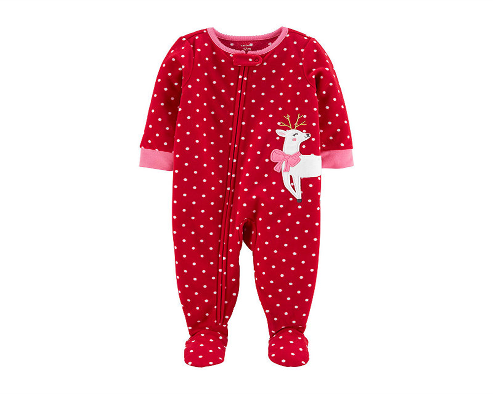 Pijama Carter's Baby Girl de lã com pés e rena, vermelho, tamanho 12 meses