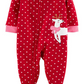 Pijama Carter's Baby Girl de lã com pés e rena, vermelho, tamanho 12 meses