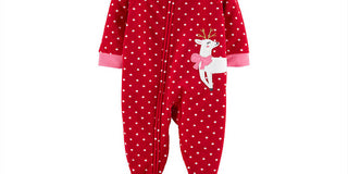 Pijama Carter's Baby Girl de lã com pés e rena, vermelho, tamanho 12 meses