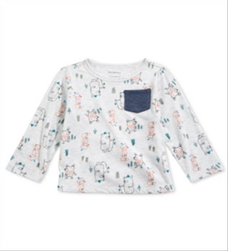 Camiseta infantil First Impressions Baby Boy Forest Friends Cinza Tamanho 3-6 meses