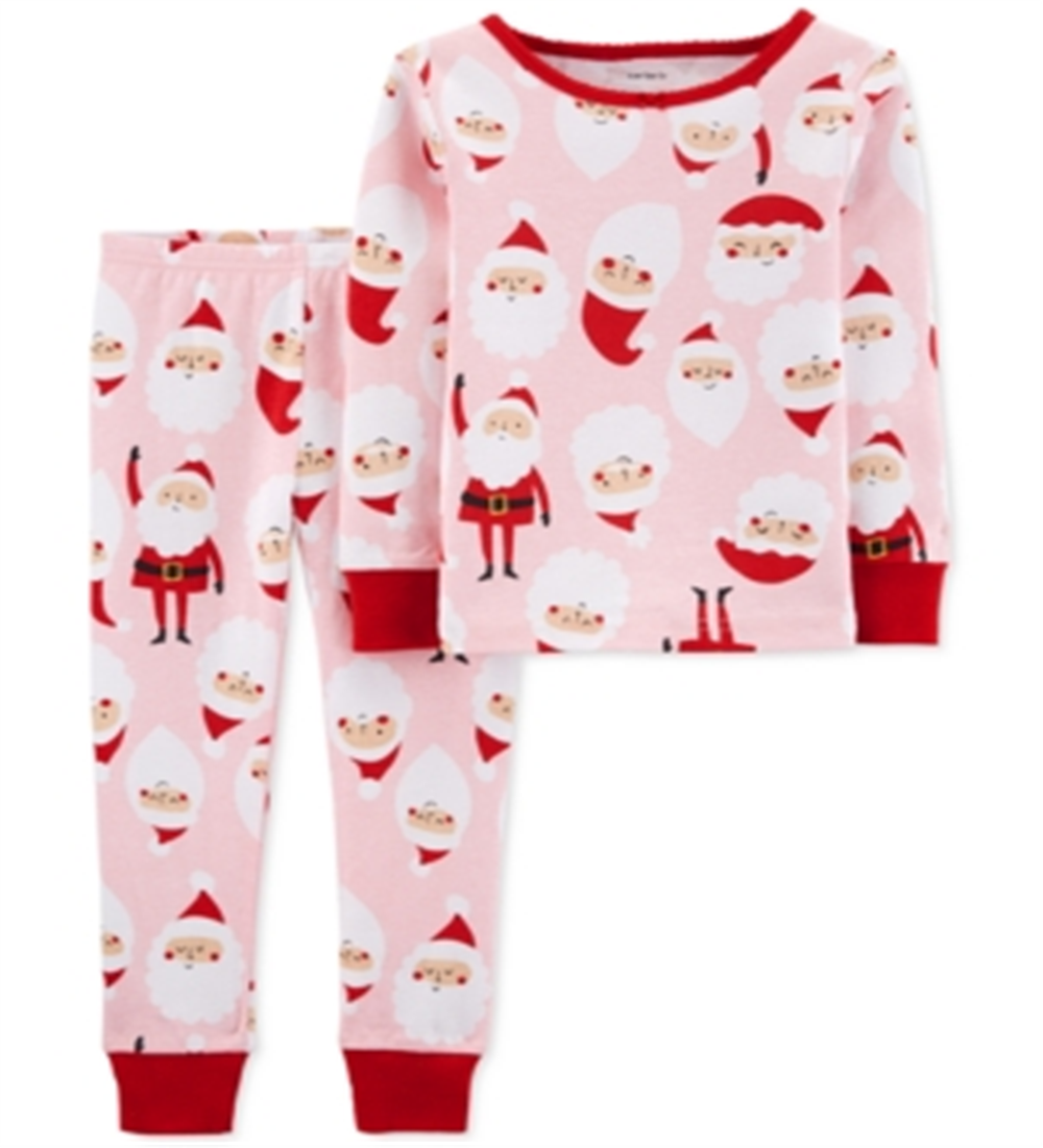Conjunto de pijama de Papai Noel Carter's Baby Girl 2 peças, rosa, tamanho 12 meses