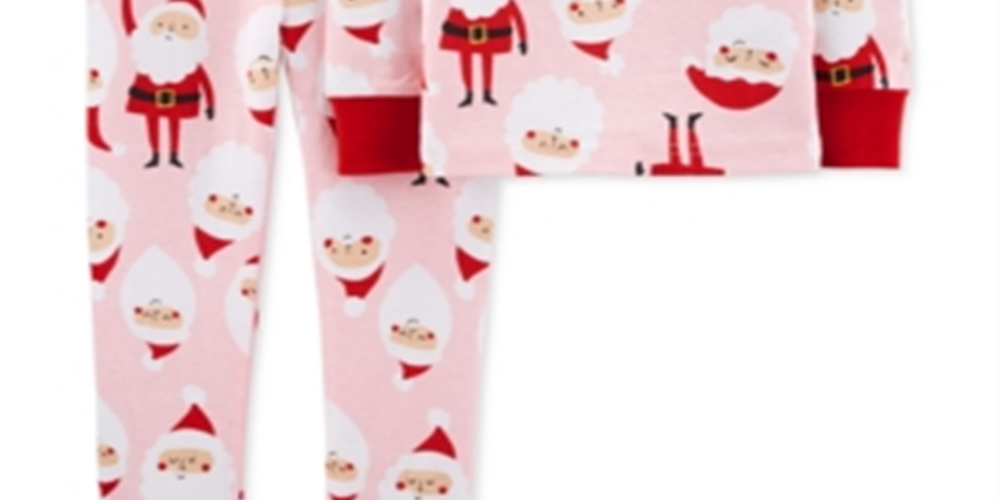 Conjunto de pijama de Papai Noel Carter's Baby Girl 2 peças, rosa, tamanho 12 meses