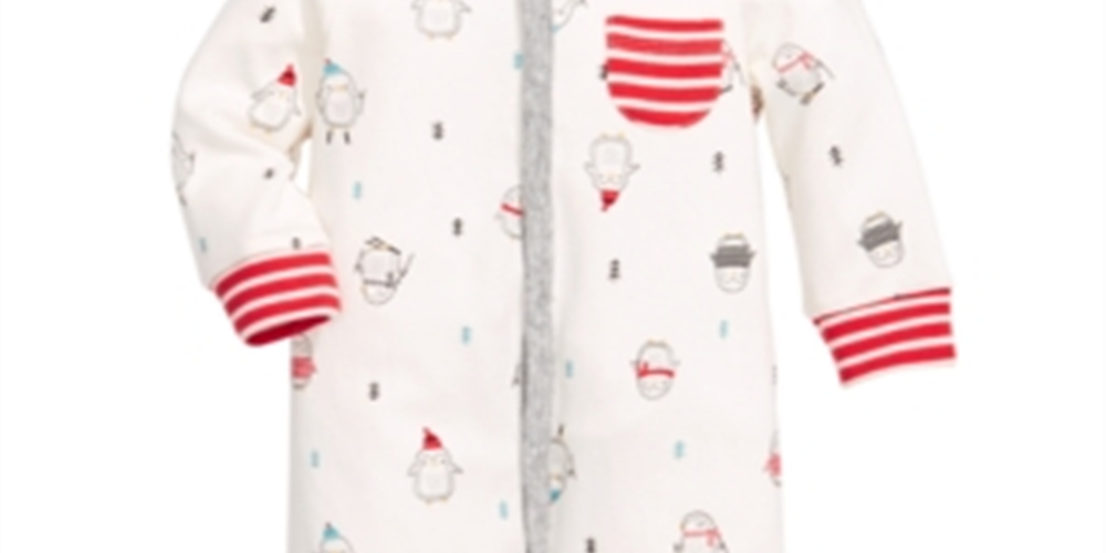 Macacão de algodão com pés de pinguim First Impressions para meninos, vários tamanhos, branco, 3-6 meses