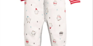 Macacão de algodão com pés de pinguim First Impressions para meninos, vários tamanhos, branco, 3-6 meses