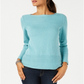 Karen Scott Suéter Feminino de Algodão com Gola Canoa Azul Tamanho XS