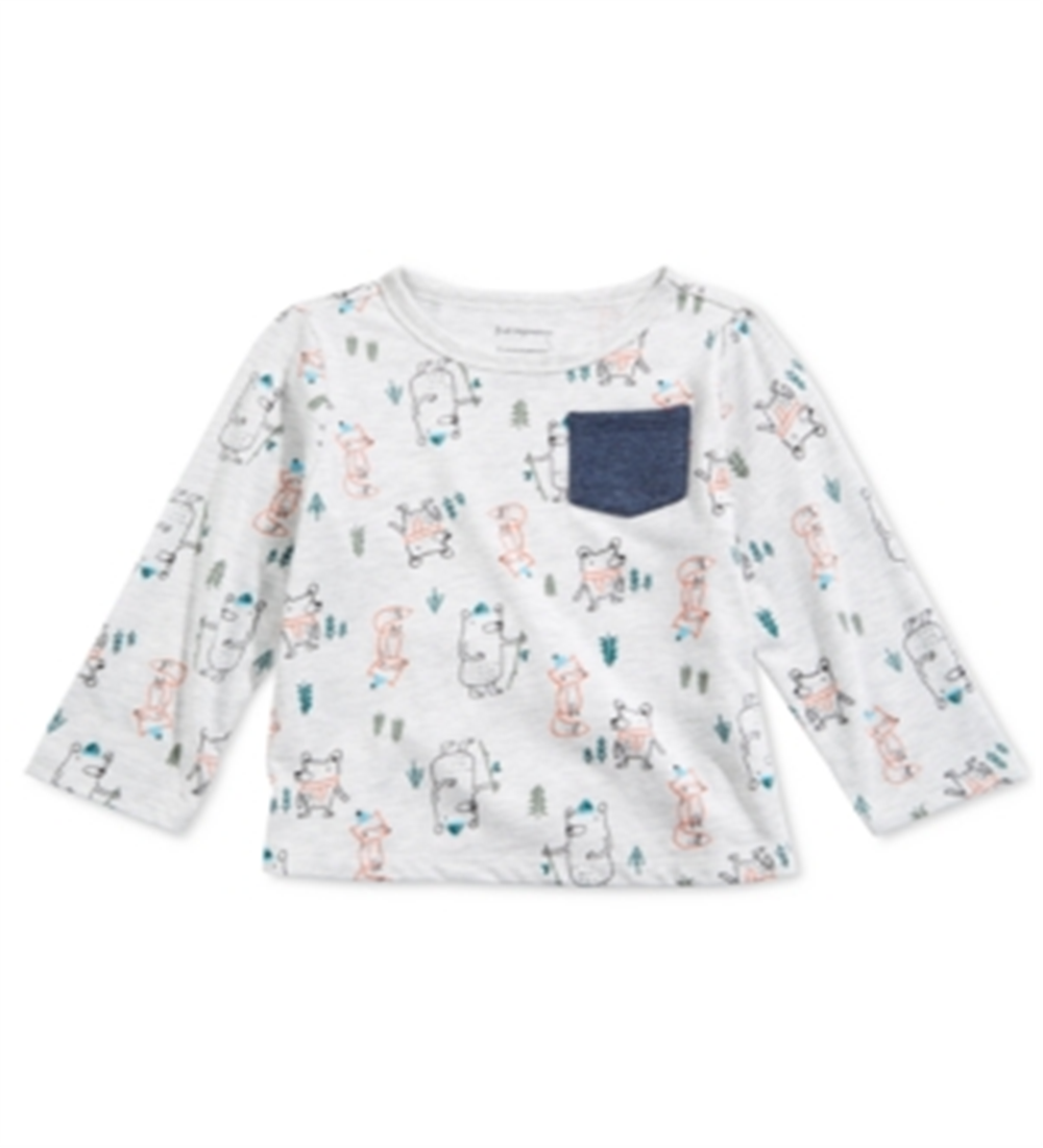 Camiseta infantil First Impressions Baby Boy Forest Friends Cinza Tamanho 6-9 meses