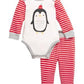 Conjunto de body e calça pinguim de algodão First Impressions para bebê menino, 2 peças, vermelho, tamanho recém-nascido