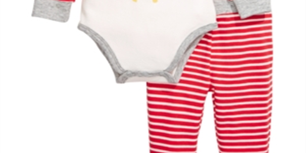 Conjunto de body e calça pinguim de algodão First Impressions para bebê menino, 2 peças, vermelho, tamanho recém-nascido