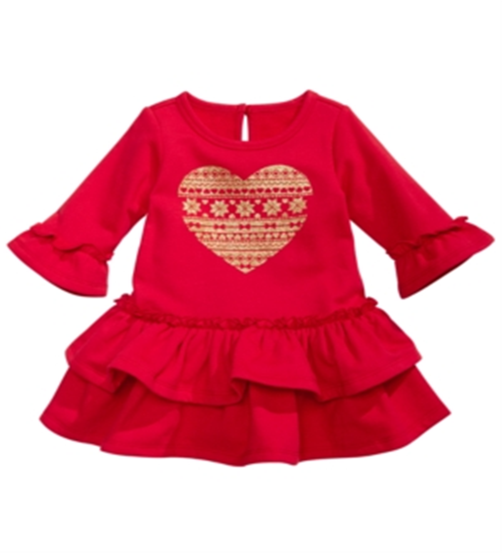 Vestido Terry com babados e brilho em forma de coração para meninas First Impressions, tamanho 24 meses