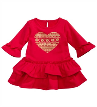 Vestido Terry com babados e brilho em forma de coração para meninas First Impressions, tamanho 24 meses