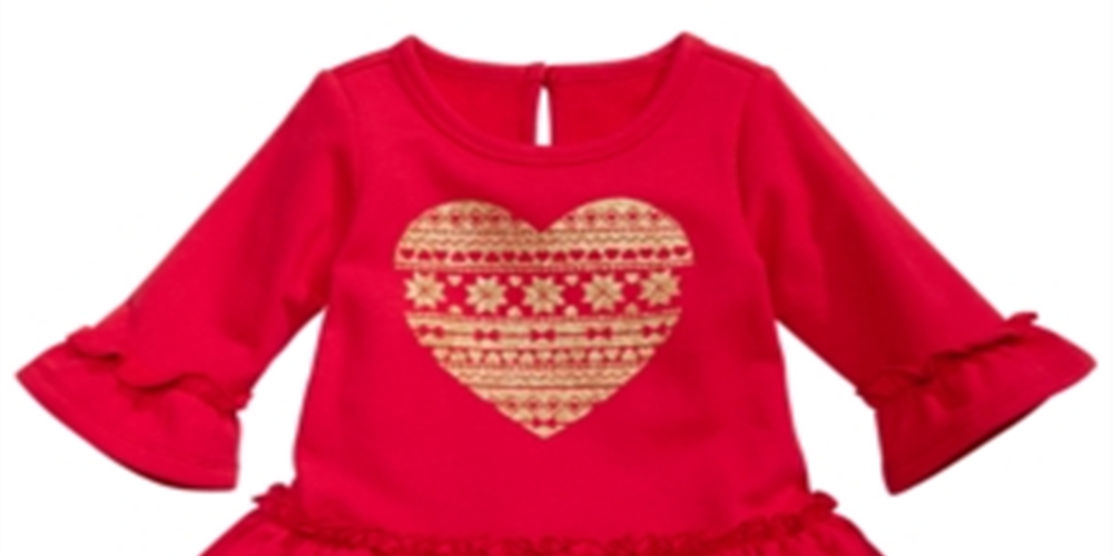 Vestido Terry com babados e brilho em forma de coração para meninas First Impressions, tamanho 24 meses