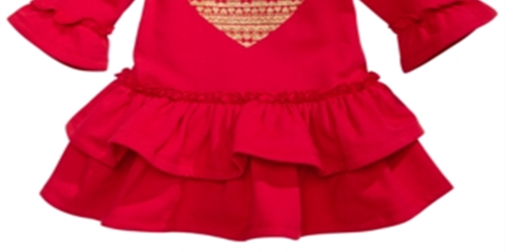 Vestido Terry com babados e brilho em forma de coração para meninas First Impressions, tamanho 24 meses