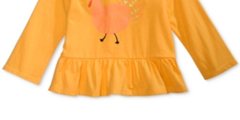 Camiseta infantil First Impressions Cotton Gobble Peplum Hem, amarela, tamanho 3-6 meses