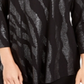 Top estampado feminino JM Collection com decote redondo, preto, tamanho X-S