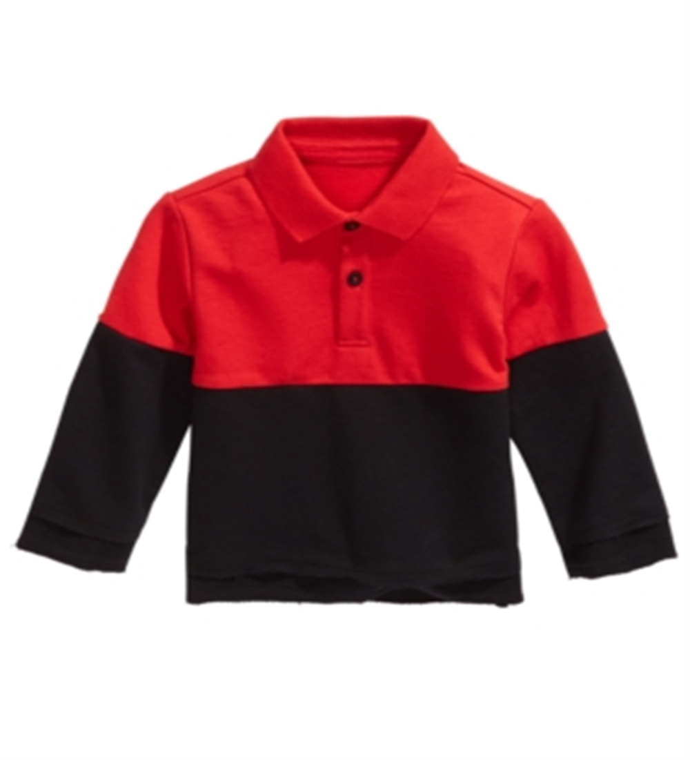 Camisa de gola com blocos de cores para meninos First Impressions, vermelha, tamanho 6-9 meses