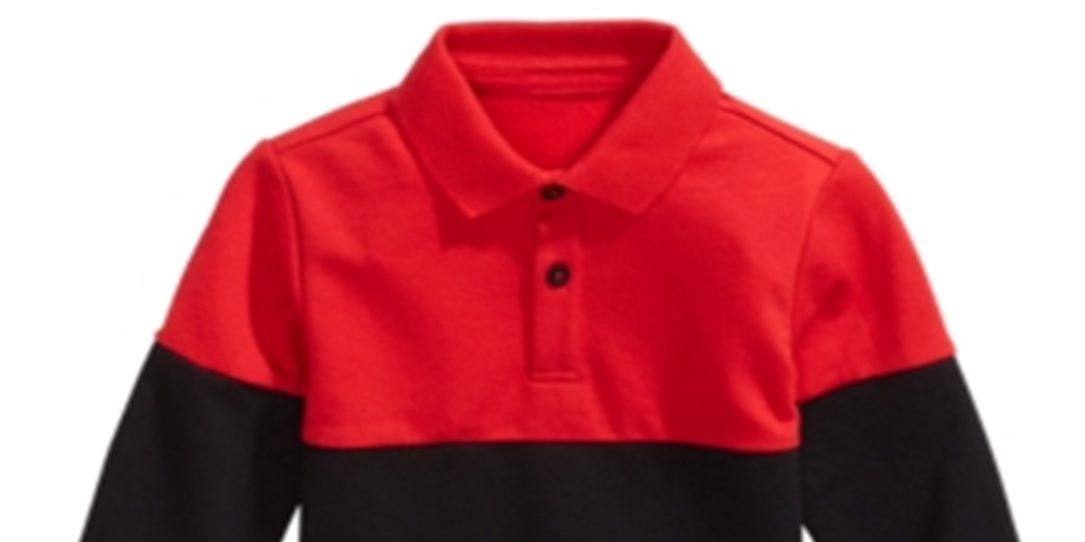 Camisa de gola com blocos de cores para meninos First Impressions, vermelha, tamanho 6-9 meses