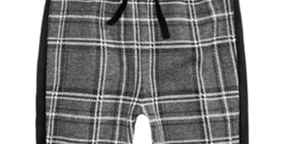 Calça xadrez listrada de veludo First Impressions para bebê menino, cinza, tamanho 12 meses