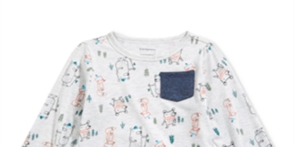Camiseta infantil First Impressions Baby Boy Forest Friends Cinza Tamanho 18 MOS