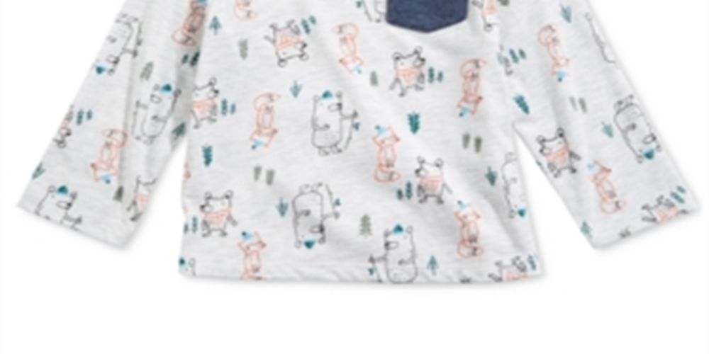 Camiseta infantil First Impressions Baby Boy Forest Friends Cinza Tamanho 18 MOS