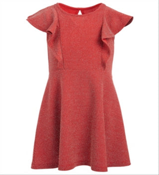 Epic Threads Toddler Girl's Metallic Knit Flutter Dress Red Size 3T