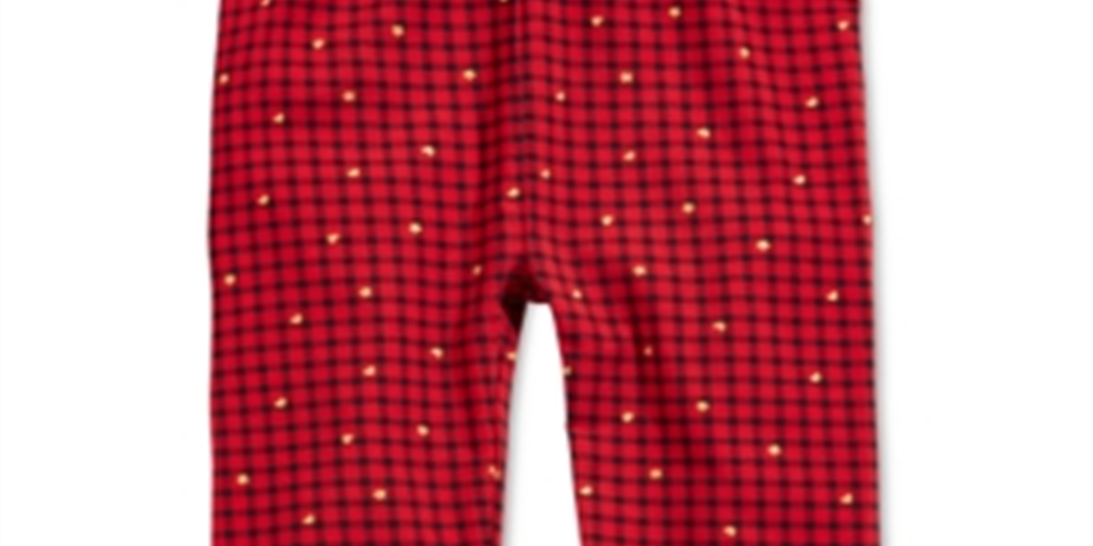 Legging xadrez de algodão com estampa de glitter First Impressions para meninas, tamanho 4T, vermelha