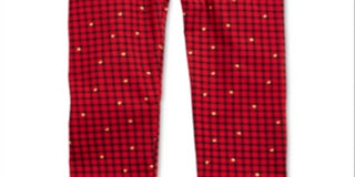 Legging xadrez de algodão com estampa de glitter First Impressions para meninas, tamanho 4T, vermelha