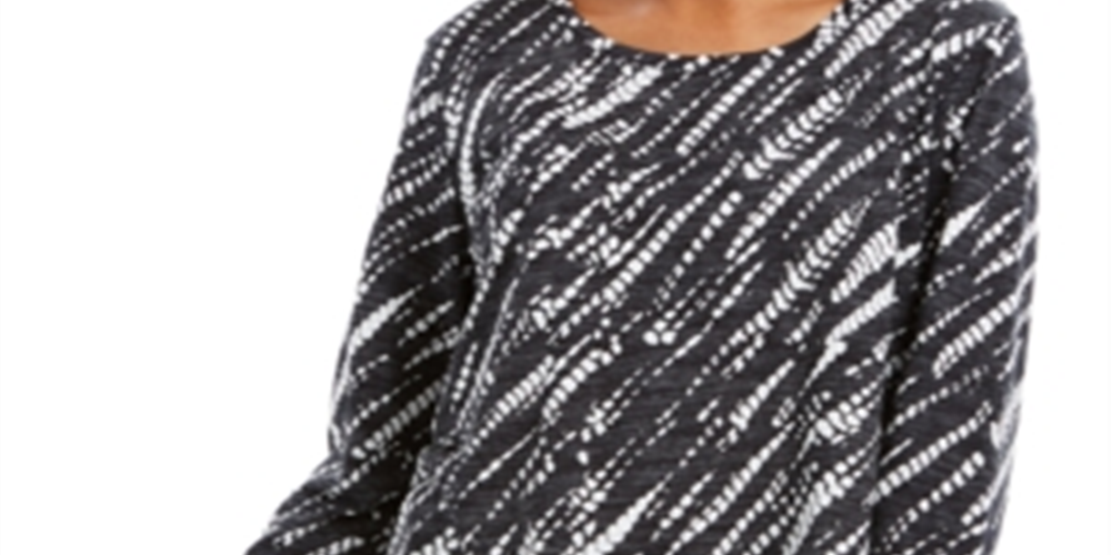 Camisa estampada de manga comprida feminina Style &amp; Co, preta, tamanho pequeno