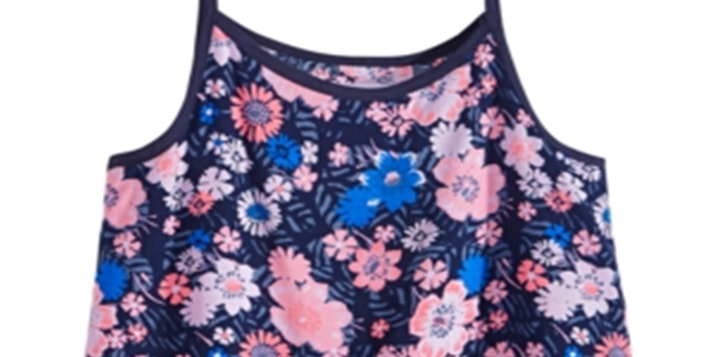 Epic Threads Big Girl's Floral Print Diamond Challis Tank Top Azul Tamanho Grande
