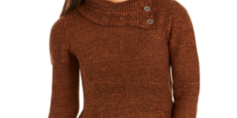Suéter feminino com gola envelope Style &amp; Co marrom tamanho pequeno M