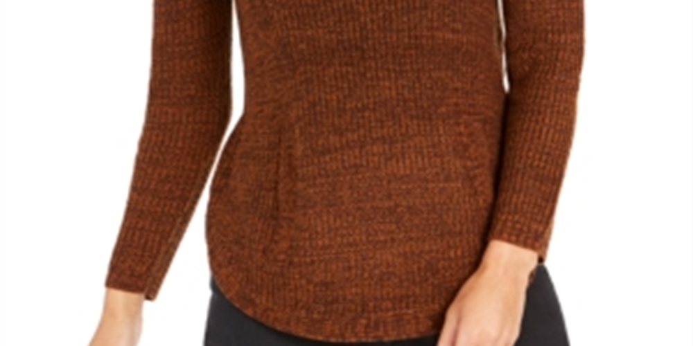 Suéter feminino com gola envelope Style &amp; Co marrom tamanho pequeno M