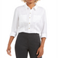Camisa feminina Charter Club de tencel lisa, branca, tamanho pequeno