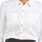 Camisa feminina Charter Club de tencel lisa, branca, tamanho pequeno