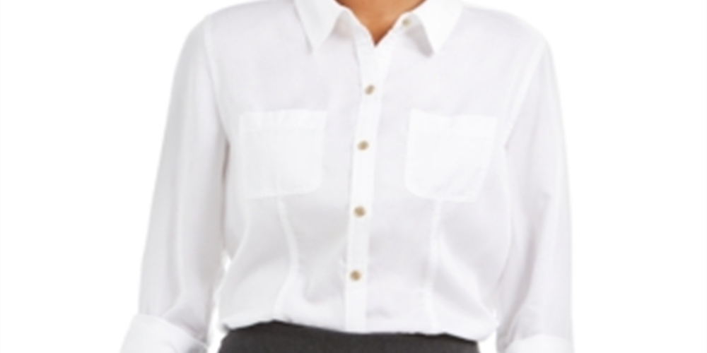 Camisa feminina Charter Club de tencel lisa, branca, tamanho pequeno