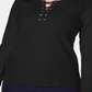 Karen Scott Moletom Esportivo Feminino com Cadarço Preto Tamanho Grande