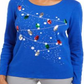 Blusa de algodão com detalhes Karen Scott feminina, azul, tamanho pequeno