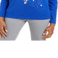 Blusa de algodão com detalhes Karen Scott feminina, azul, tamanho pequeno