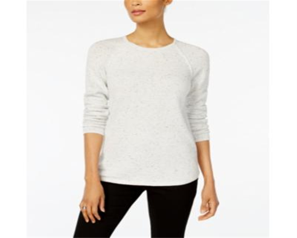 Karen Scott Suéter Feminino Manga Longa Bainha Curva Branco Tamanho Pequeno G