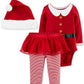 Conjunto de macacão infantil Carter's para meninas, macacão de Papai Noel, vermelho, tamanho 6 meses