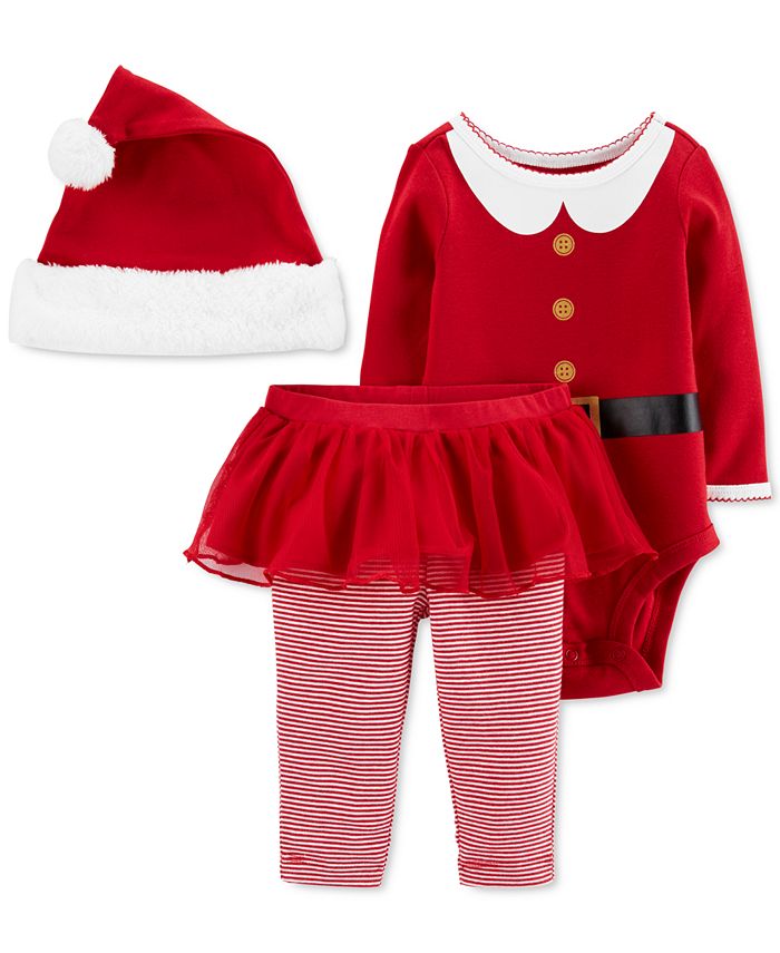 Conjunto de macacão infantil Carter's para meninas, macacão de Papai Noel, vermelho, tamanho 6 meses