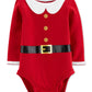 Conjunto de macacão infantil Carter's para meninas, macacão de Papai Noel, vermelho, tamanho 6 meses