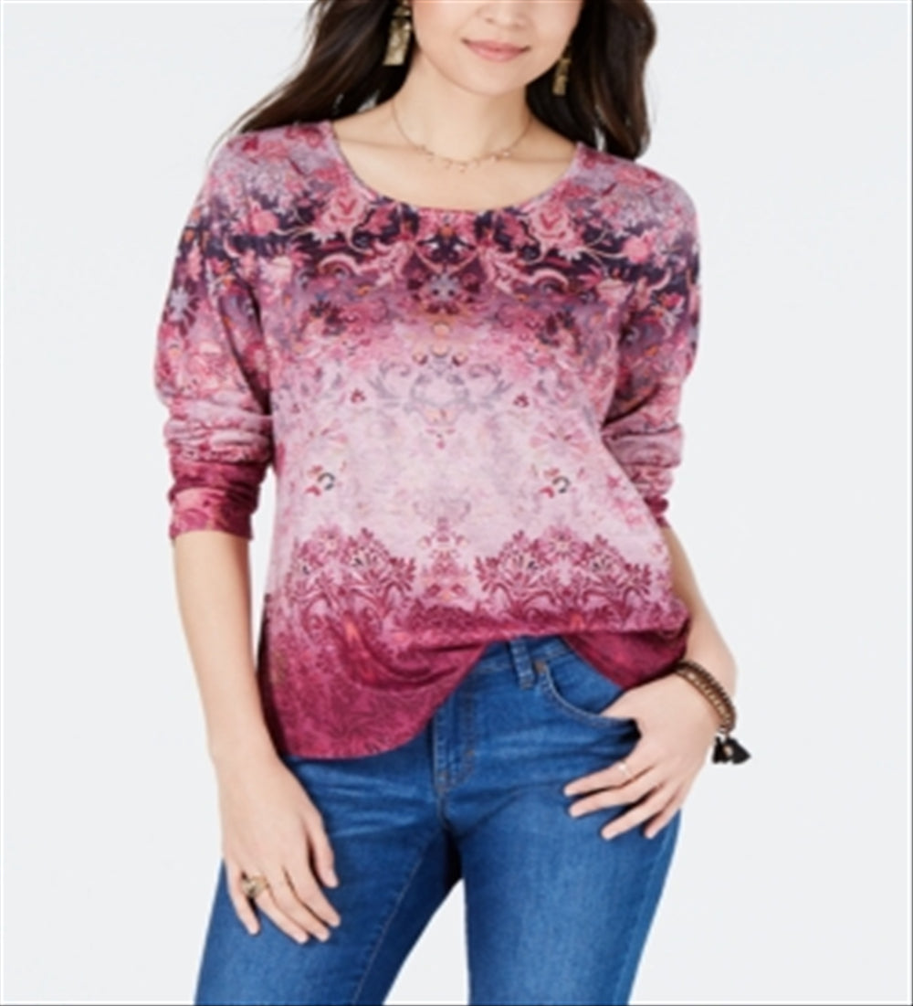 Top feminino com estampa cravejada Style &amp; Co, vermelho, tamanho X-S