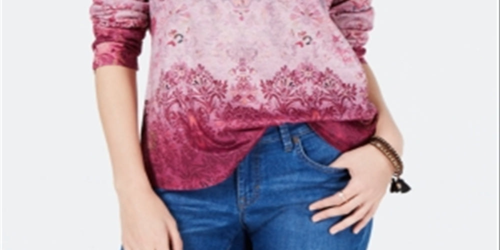 Top feminino com estampa cravejada Style &amp; Co, vermelho, tamanho X-S