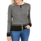 Karen Scott Cardigan Feminino com Barra Colorblock, Cinza Escuro, Tamanho Pequeno P