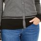 Karen Scott Cardigan Feminino com Barra Colorblock, Cinza Escuro, Tamanho Pequeno P