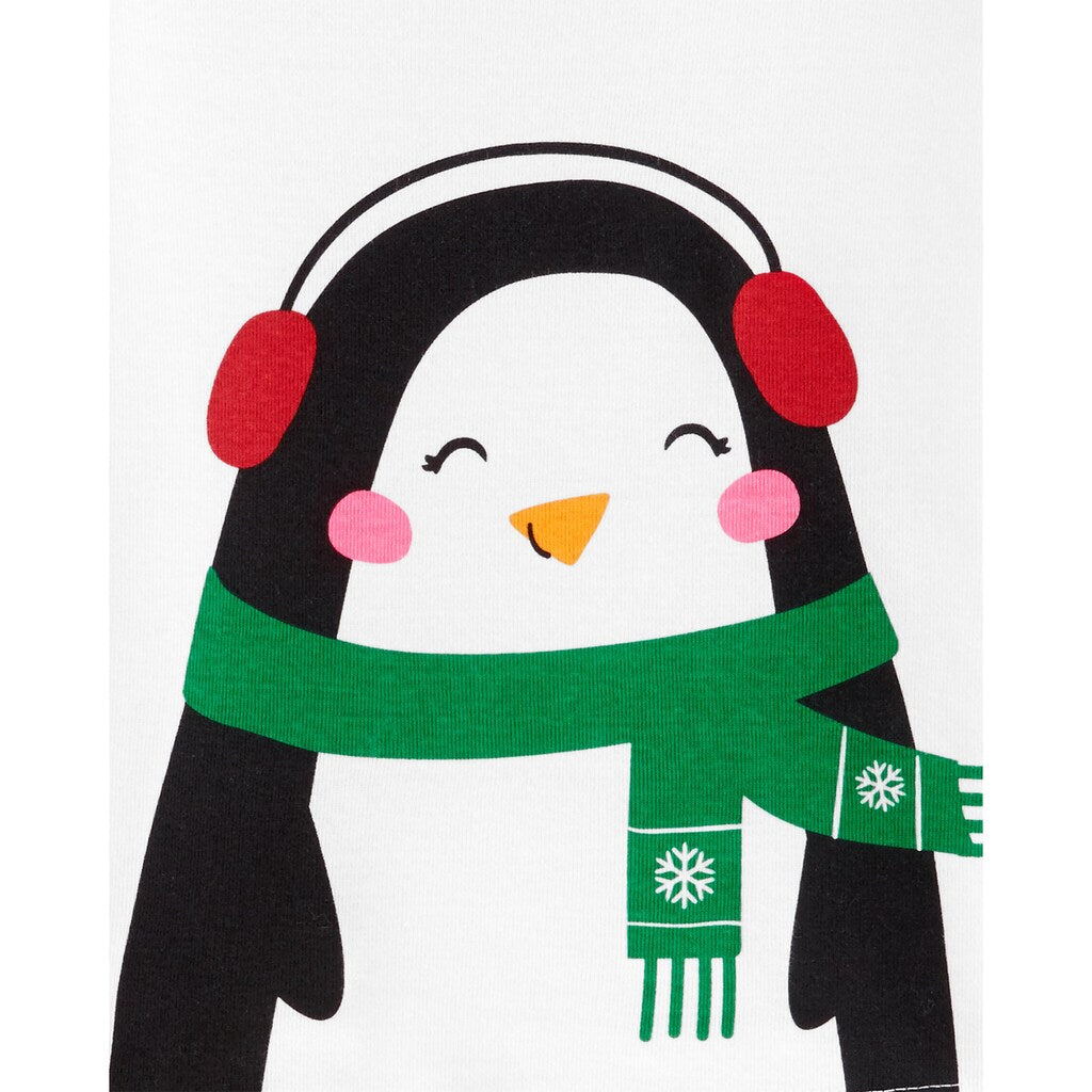 Conjunto de pijama Carter's para meninas, estampa de pinguim, tamanho 5, branco