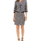 Vestido de tweed feminino conectado e jaqueta com franjas, branco/vinho, tamanho 10