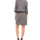 Vestido de tweed feminino conectado e jaqueta com franjas, branco/vinho, tamanho 10